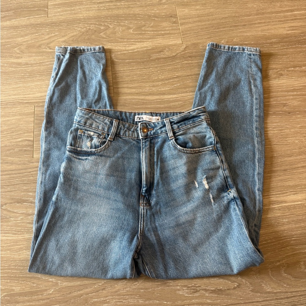 Zara Light Blue Jeans with Slight Distressing